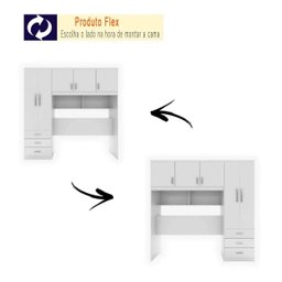 Kit 2x1 Guarda-Roupa Roupeiro Branco De Casal + Cabeceira com Baú Interno Espaçoso Luxo Cc - 4