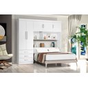 Ver imagem 1 de Kit 2x1 Guarda-Roupa Roupeiro Branco De Casal + Cabeceira com Baú Interno Espaçoso Luxo Cc