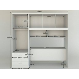 Kit 2x1 Guarda-Roupa Roupeiro Branco De Casal + Cabeceira com Baú Interno Espaçoso Luxo Cc - 5
