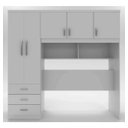 Ver imagem 2 de Kit 2x1 Guarda-Roupa Roupeiro Branco De Casal + Cabeceira com Baú Interno Espaçoso Luxo Cc