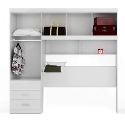 Kit 2x1 Guarda-Roupa Roupeiro Branco De Casal + Cabeceira com Baú Interno Espaçoso Luxo Cc - 3
