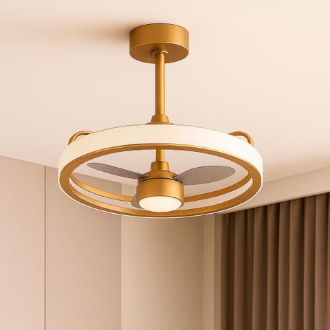 Plafon Air Luxxi Led Multicor C/ Ventilador 80w + Controle Opus St2915 - Dourado