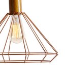 Ver imagem 3 de Kit 2 Pendente Aramado Madeira Poptem Chapéu Cobre Luminária Lustre Sala Quarto Interior Iluminação