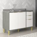 Ver imagem 1 de Balcão de Cozinha 120cm com 2 Portas e 3 Gavetas Domus Espresso Móveis Silver/Branco