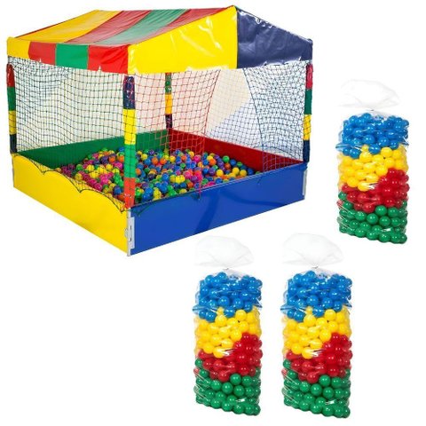 Kit Infantil Piscina de Bolinhas 1,50m Quadrada + 1500 Unidades Bolinhas Coloridas