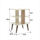 Ver imagem 2 de Mesa de Cabeceira Retro com Prateleira Mesa de Quarto Lateral Moderna Pop - Off White e Ripado