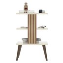 Ver imagem 1 de Mesa de Cabeceira Retro com Prateleira Mesa de Quarto Lateral Moderna Pop - Off White e Ripado