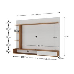 Painel para Tv 60" 1 Porta 1 Nicho Branco/nogal - Hecol - 4