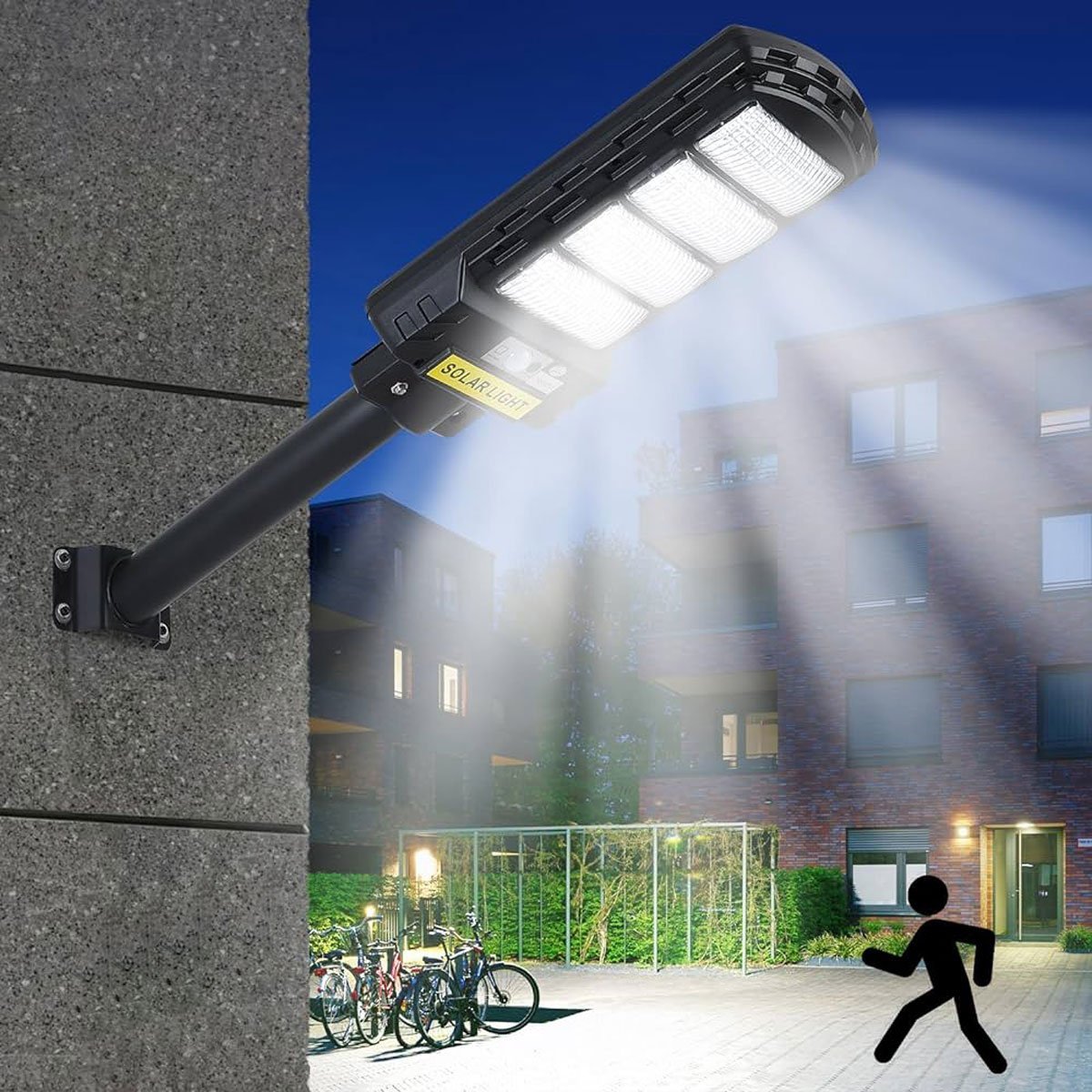 Luminaria Solar 600w Refletor Led Sensor Movimento Presença Poste Holofote Iluminaçao Publica Contro - 3