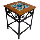 Ver imagem 1 de Banco de Ferro e Madeira Rústico com Ladrilho Hidráulico Azulejo Ladrilho A2