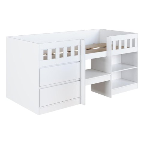 Cama de Solteiro Alta com 2 Portas para Colchão 188x78cm Multimóveis Cr40150 Branco