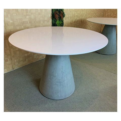 Mesa de Jantar Cone Concreto 120cm Tampo Laqueado - Branco