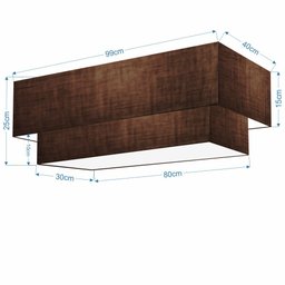 Plafon Duplo Retangular Vivare Md-3072 Cúpula em Tecido 99x40cm x 80x30cm - Bivolt - Café - Bivolt - 2
