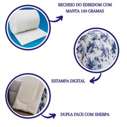 Coberdron King Pele De Carneiro Estampado Azul Algodão Prime - 3