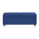 Ver imagem 3 de Canto Alemão Recamier Bau + Painel Paris 120cm Suede Azul Marinho - Clique Decor