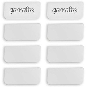 Kit 8 Placas Identificadoras 5,5x2,5cm Etiquetas Encaixe Branca Caixa Organizadora ou