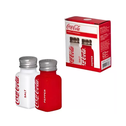 Conjunto Saleiro Pimenteiro Coca-cola Vidro 80ml 2 Peças