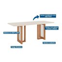 Ver imagem 2 de Mesa de Sala Jantar Yara Sc77 C/ Tampo Madeirado C/ Vidro Curvo 200x90cm Nature - Henn
