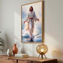 Ver imagem 1 de Quadro Decorativo Jesus sobre As Águas Cor:moldura Freijo;título:42x62 com Vidro Acrílico