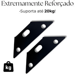 Kit 2 Suportes de Prateleira 22cm Trapézio com Furos Aço Reforçado Design Moderno - 3