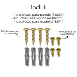 Kit 2 Suportes de Prateleira 22cm Trapézio com Furos Aço Reforçado Design Moderno - 9