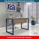 Ver imagem 2 de Mesa Escritório P25 Tub Pandin 120 Cm (larg) Tampo Mdp Noce Naturalle Pé Aço Tubular Azul Del Rey
