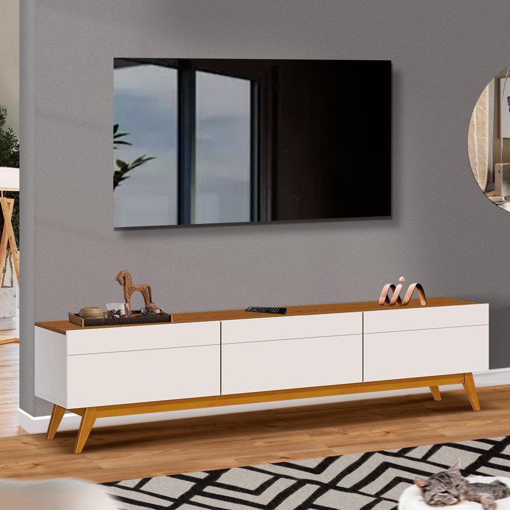 Rack Para Sala Até 60 Polegadas Off White Freijó Touch Loft Imcal ...