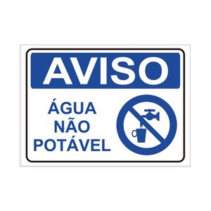 Placa de Sinalização Aviso Água Não Potável em Pvc