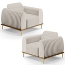 Ver imagem 1 de Kit 2 Poltronas Decorativas Base Gold Molino D06 Linho C-367 Cru - Mpozenato