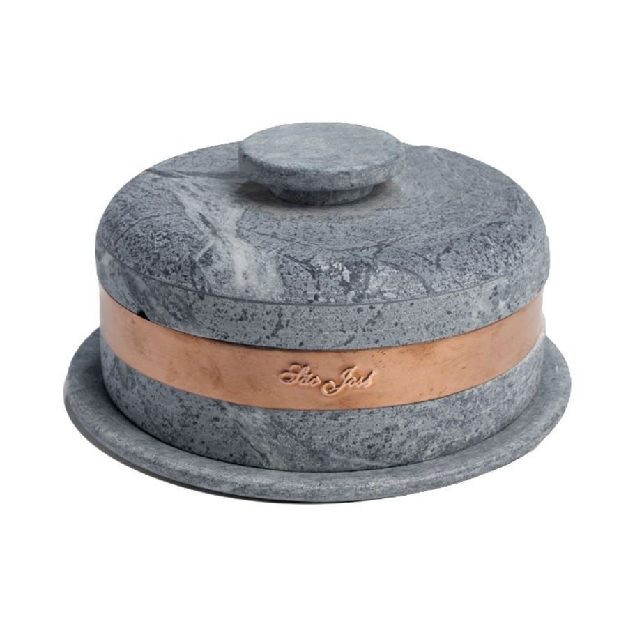 Queijeira Pedra Sabão Cobre Tampa Pedra Queijo Frios 20x10cm