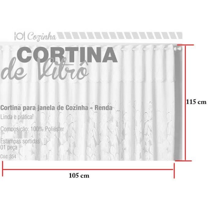 Ver imagem 2 de Cortina Vitro - Cozinha Rendada - cortina para Vitro Cozinha - 105cm Largura x 115cm Altura - Panami