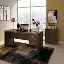 Ver imagem 2 de Kit Escritório com Mesa 3 Gavetas e Balcão 2 Portas no Cor:nogal