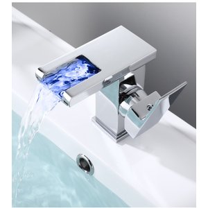 Torneira Pia Banheiro Monocomando Misturador Cascata Cuba Luxo Com Led 9901 Luuk Young