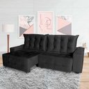 Ver imagem 1 de Sofá Euro Retrátil Reclinável 210cm Veludo Light Preto
