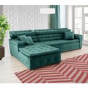Ver imagem 1 de Sofá Orlando 2.40x1.70m com Chaise, Retrátil e Reclinável - Verde