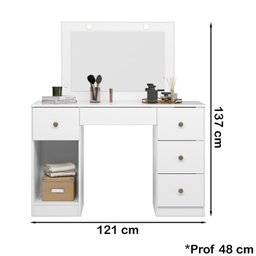 Penteadeira Camarim Com Espelho 9904 Branco Moval - 3