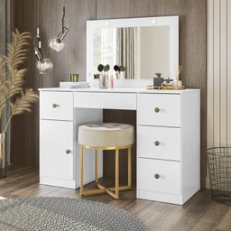 Penteadeira Camarim Com Espelho 9904 Branco Moval - 7