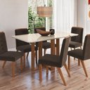 Ver imagem 2 de Conjunto Mesa 6 Cadeiras 170/27  Vidro 160cm com Tecido Joli  Zamarchi