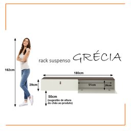 Rack Suspenso para Tv até 70 Polegadas 2 Portas Grécia 180cm - 2