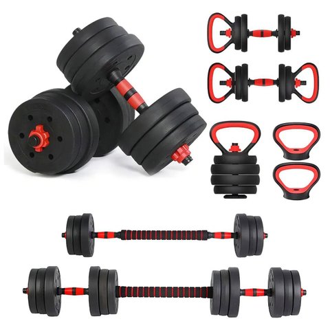 Halter Ajustavel 30kg Kettlebell Dumbell Anilha Academia Treino Musculaçao Funcional 6 em 1 Fitness