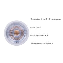 Kit 6 Lampada Led Mr16 6w Dicroica 3000k Branco Quente Lup06 - 4