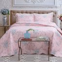 Ver imagem 1 de Kit Cobre Leito Colcha Mix Queen Estampado Dupla Face Floral 3 Peças - Grace - 100% Poliéster