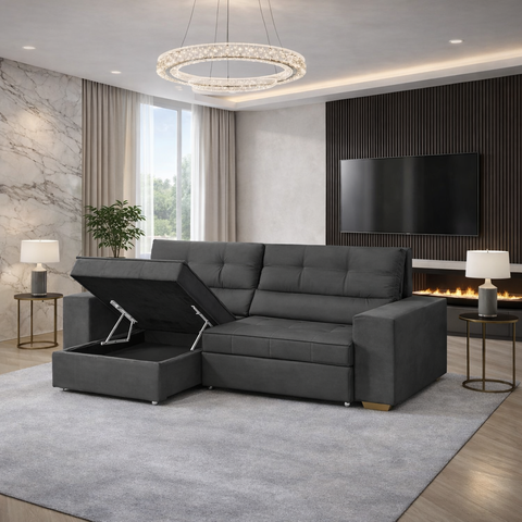 Sofá Baú San Marino Retrátil e Reclinável 3 Lugares 250cm Veludo Sofatec