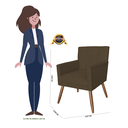 Ver imagem 5 de Jogo 2 Poltronas Estofadas Para Quarto Closet Onix Suede Marrom - LM DECOR