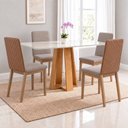 Ver imagem 1 de Conjunto Sala de Jantar Mesa Lisa 120cm Tampo MDF Vidro Canto Arredondado 4 Cadeiras Pietra