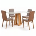 Ver imagem 2 de Conjunto Sala de Jantar Mesa Lisa 120cm Tampo MDF Vidro Canto Arredondado 4 Cadeiras Pietra