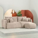 Ver imagem 1 de Conjunto Sofá 220cm e Puff Comfy CabeCasa MadeiraOriginals Bege Claro