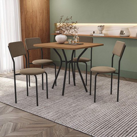 Conjunto de Mesa Completo com 4 Cadeiras Estofadas Cmc1003prf Kappesberg Crome