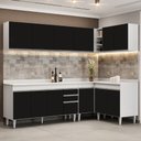 Ver imagem 2 de Armário de Cozinha Modulado de Canto 6 Peças Cp32 Balcão com Tampo Branco/preto - Lumil Lumil Móveis