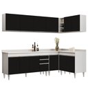 Ver imagem 1 de Armário de Cozinha Modulado de Canto 6 Peças Cp32 Balcão com Tampo Branco/preto - Lumil Lumil Móveis